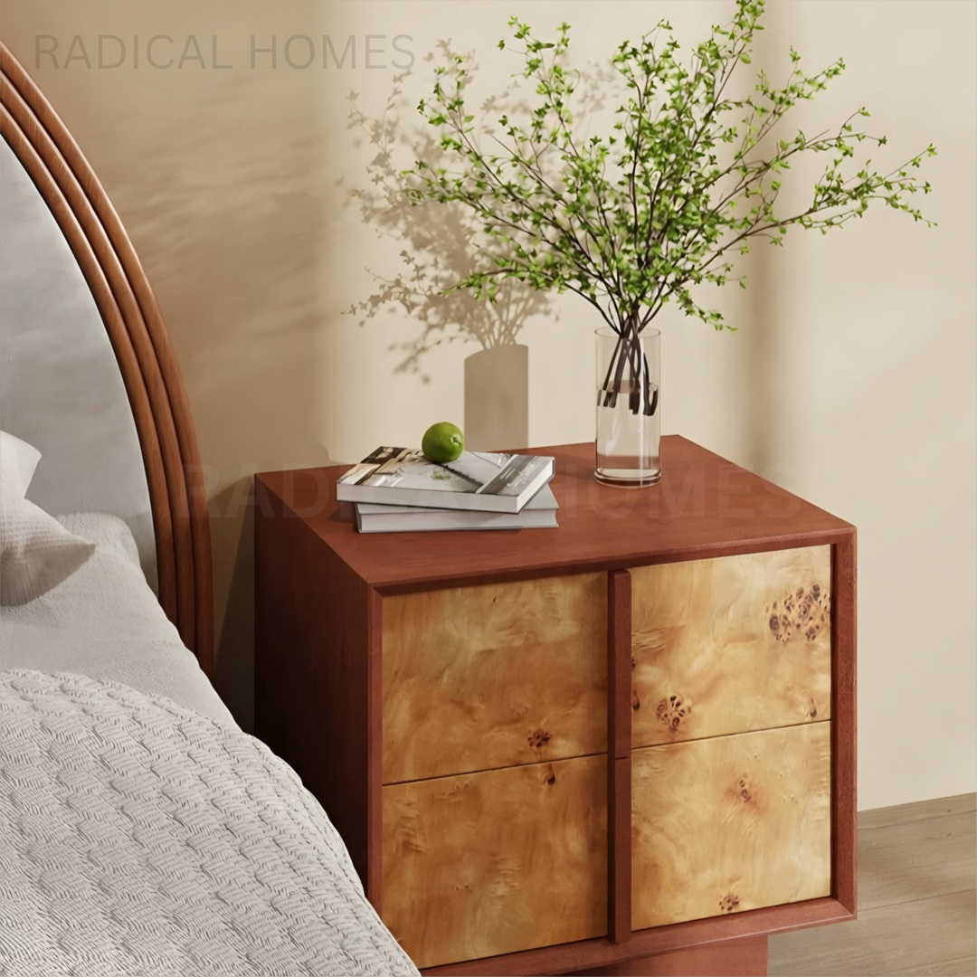 AMALFI Modern Mappa Burl Bedside Table
