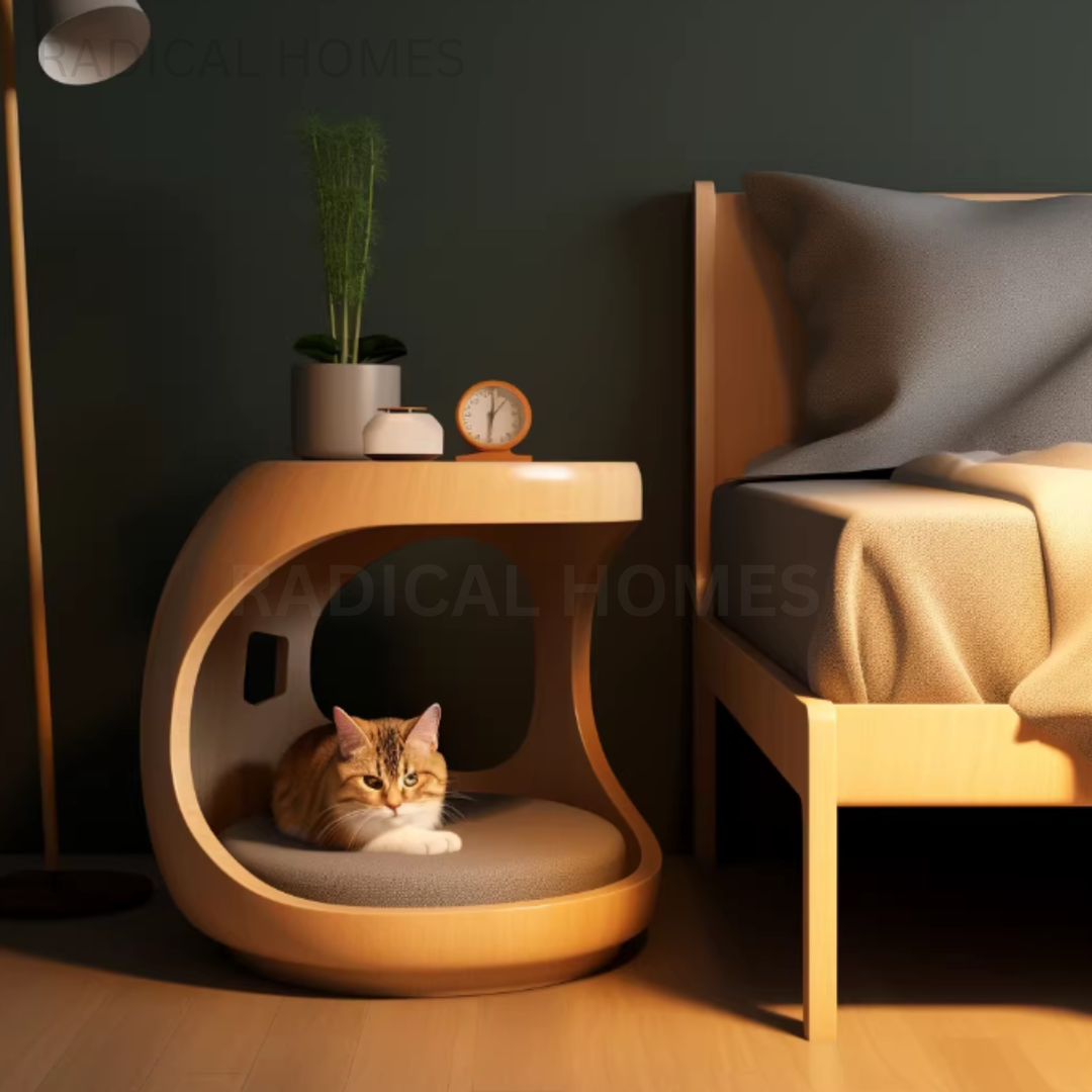 BRIANA Solid Wood Cat Side Table - Radical Homes Singapore