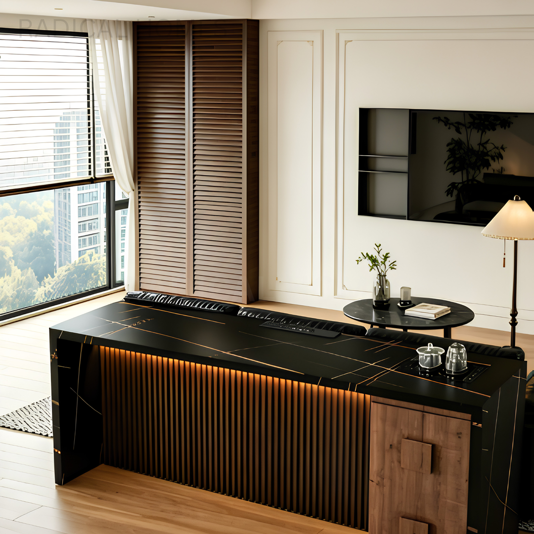 JEFI Modern Bar Table With Storage