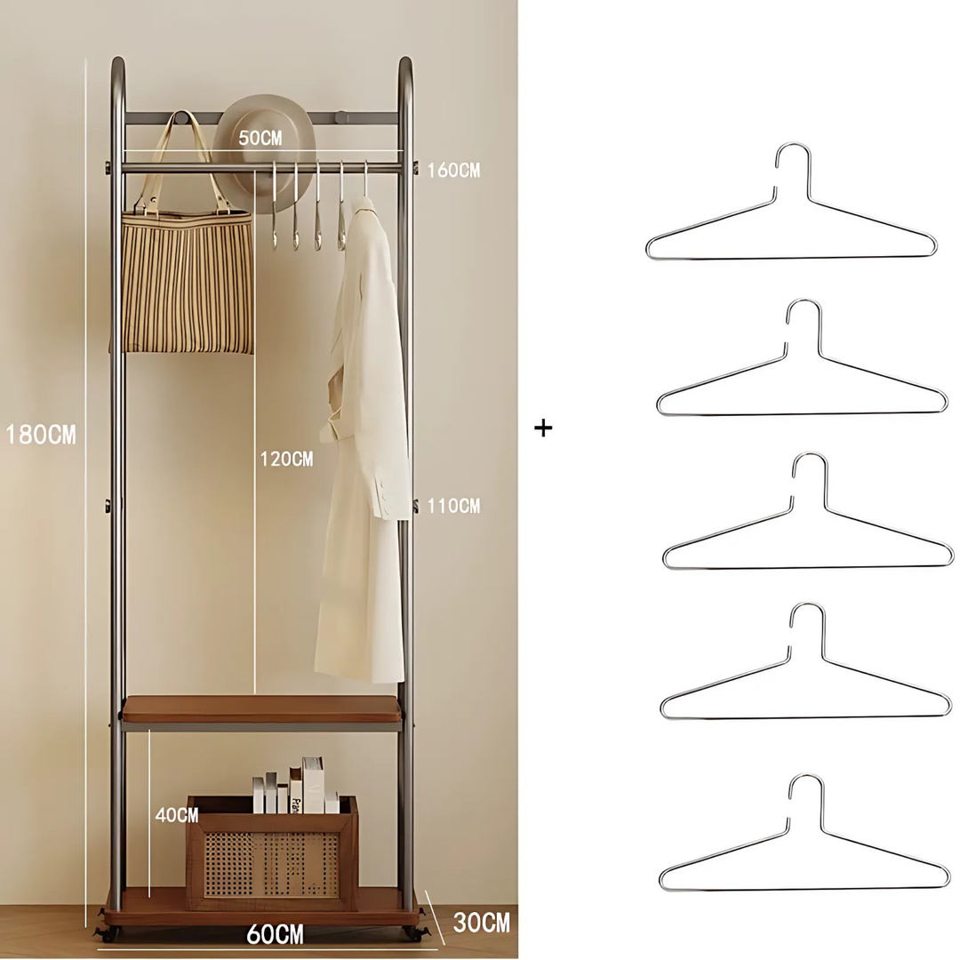 METALO Rotating Mirror Open Concept Wardrobe Rack