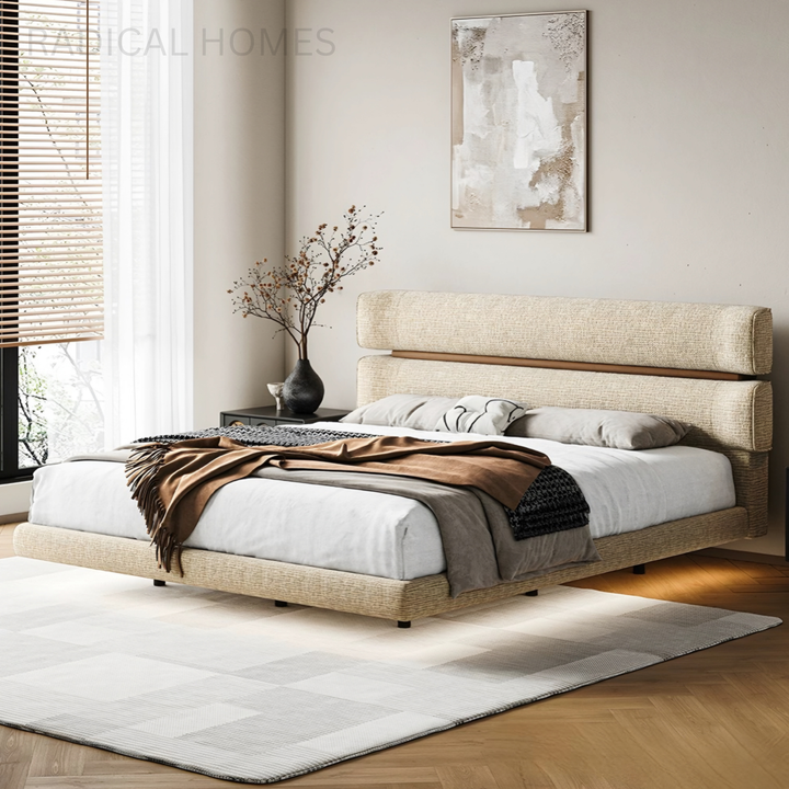 LUCERNO Modern Fabric Floating Bedframe