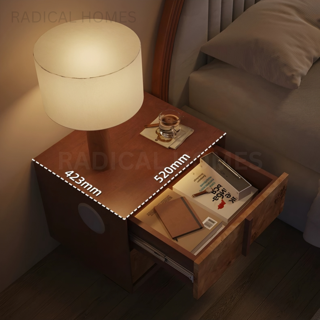 AMALFI Modern Mappa Burl Bedside Table