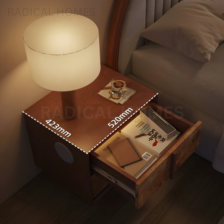 AMALFI Modern Mappa Burl Bedside Table
