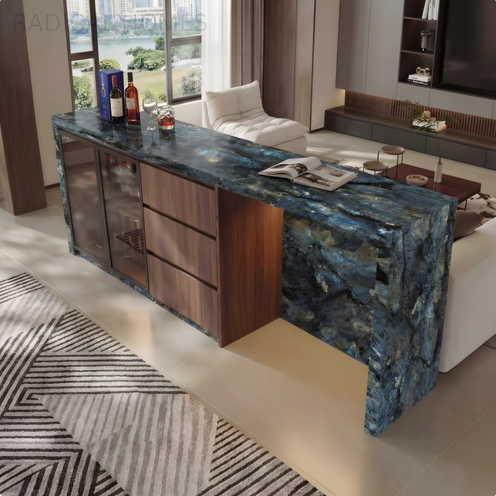 VALTERRA Modern Sintered Stone Island Storage Bar Table - Radical Homes Singapore