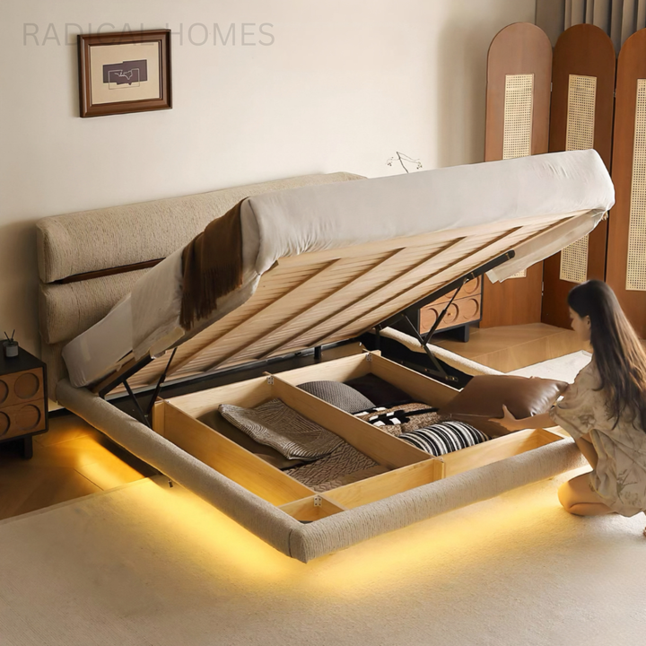 LUCERNO Modern Fabric Floating Bedframe