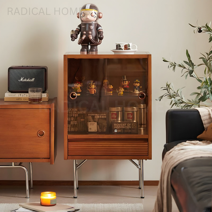 DEXTER Mid Century Solid Wood Display Cabinet - Radical Homes Singapore