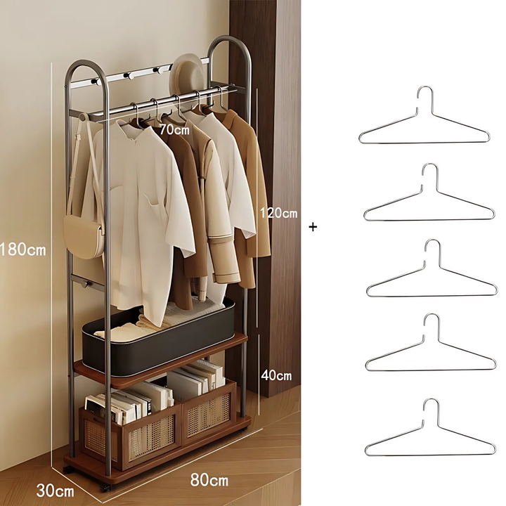 METALO Rotating Mirror Open Concept Wardrobe Rack