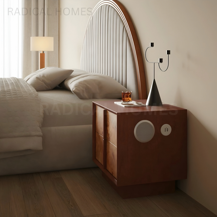 AMALFI Modern Mappa Burl Bedside Table
