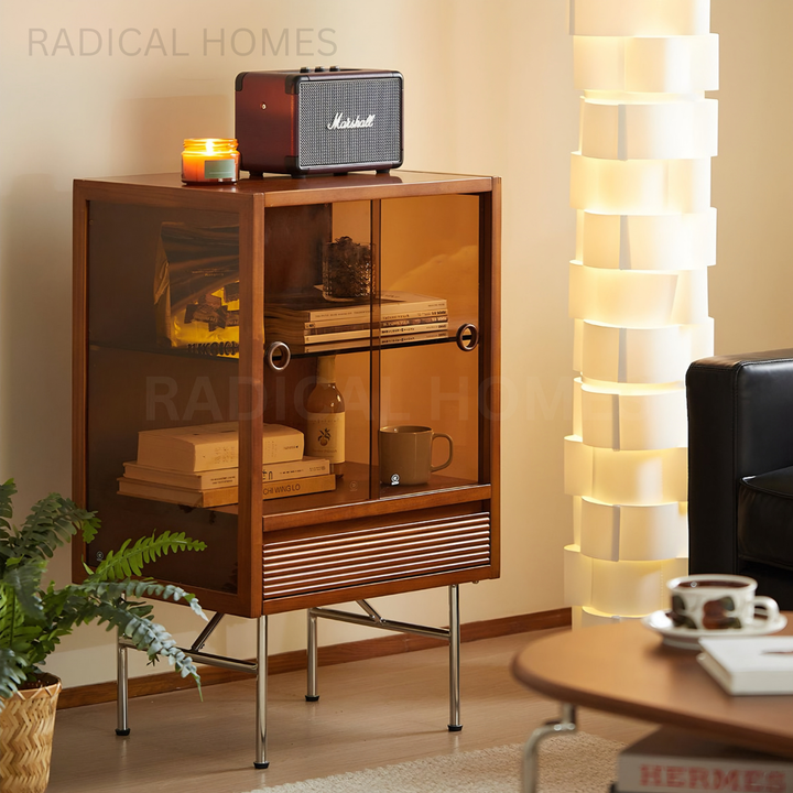 DEXTER Mid Century Solid Wood Display Cabinet - Radical Homes Singapore