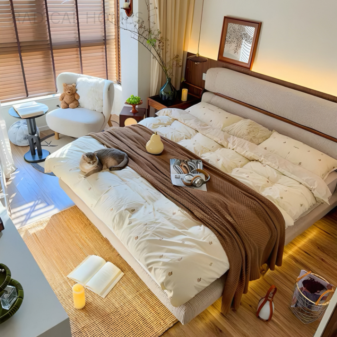 LUCERNO Modern Fabric Floating Bedframe
