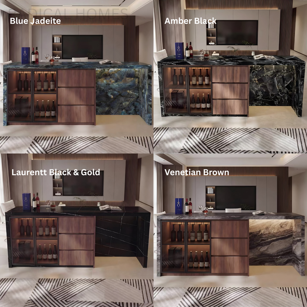 VALTERRA Modern Sintered Stone Island Storage Bar Table - Radical Homes Singapore