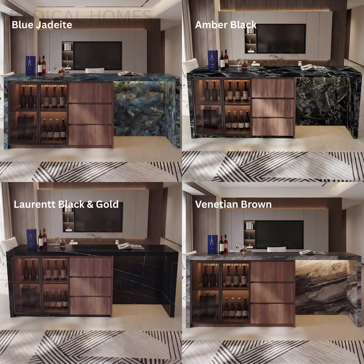 VALTERRA Modern Sintered Stone Island Storage Bar Table - Radical Homes Singapore