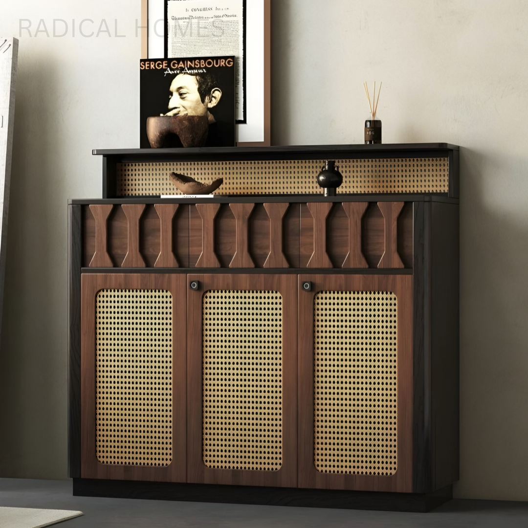 VARELLA Rustic Rattan Shoe Cabinet - Radical Homes Singapore