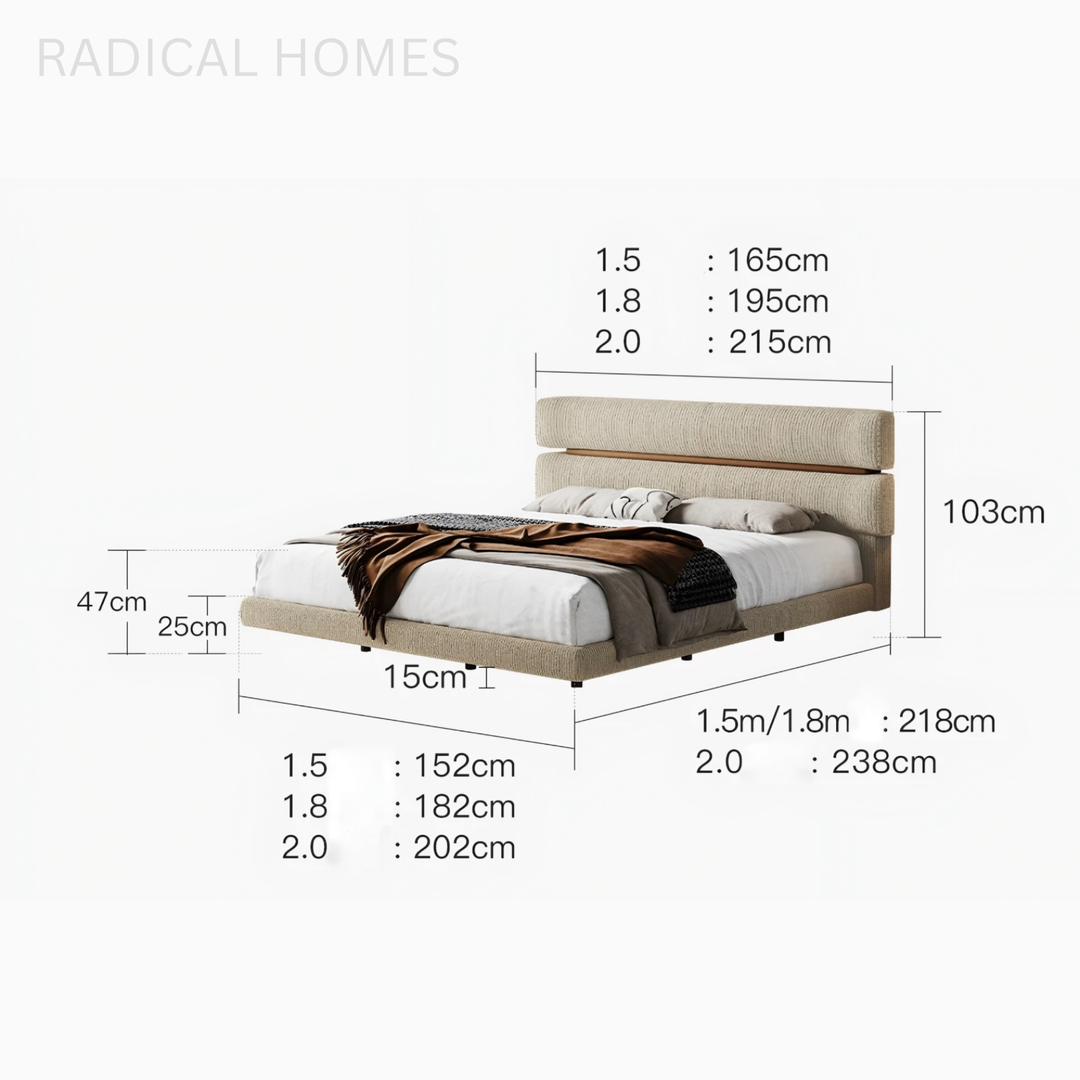 LUCERNO Modern Fabric Floating Bedframe