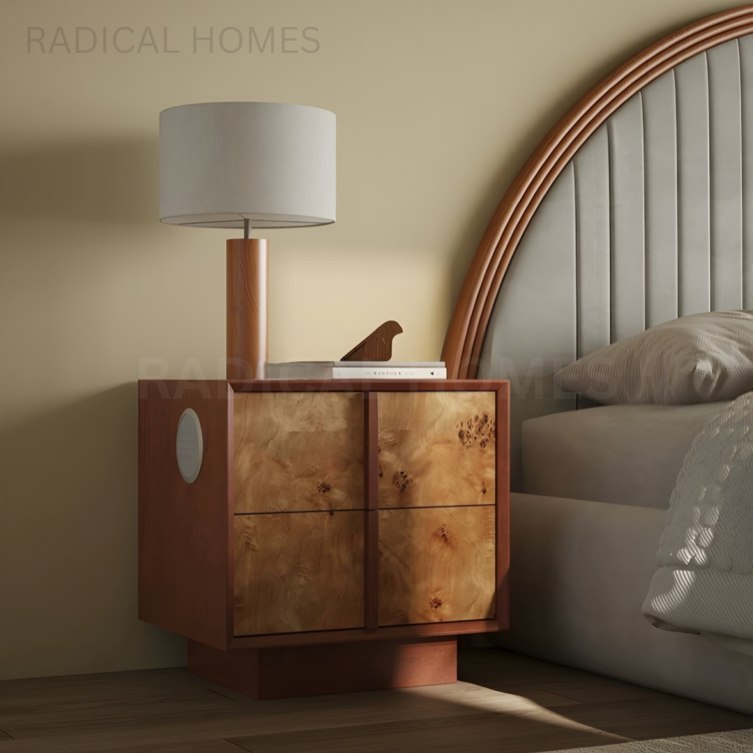 AMALFI Modern Mappa Burl Bedside Table