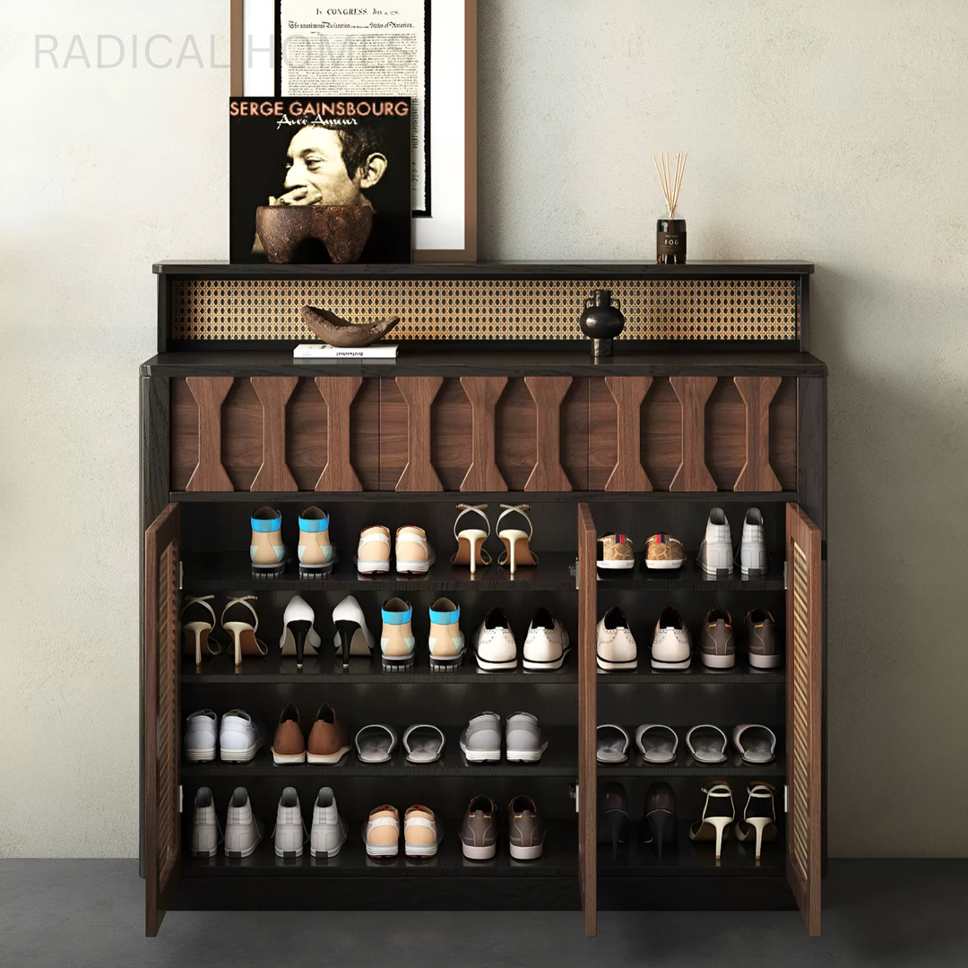 VARELLA Rustic Rattan Shoe Cabinet - Radical Homes Singapore