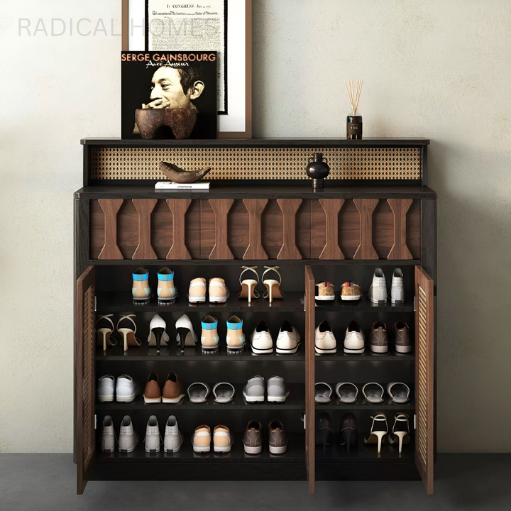 VARELLA Rustic Rattan Shoe Cabinet - Radical Homes Singapore