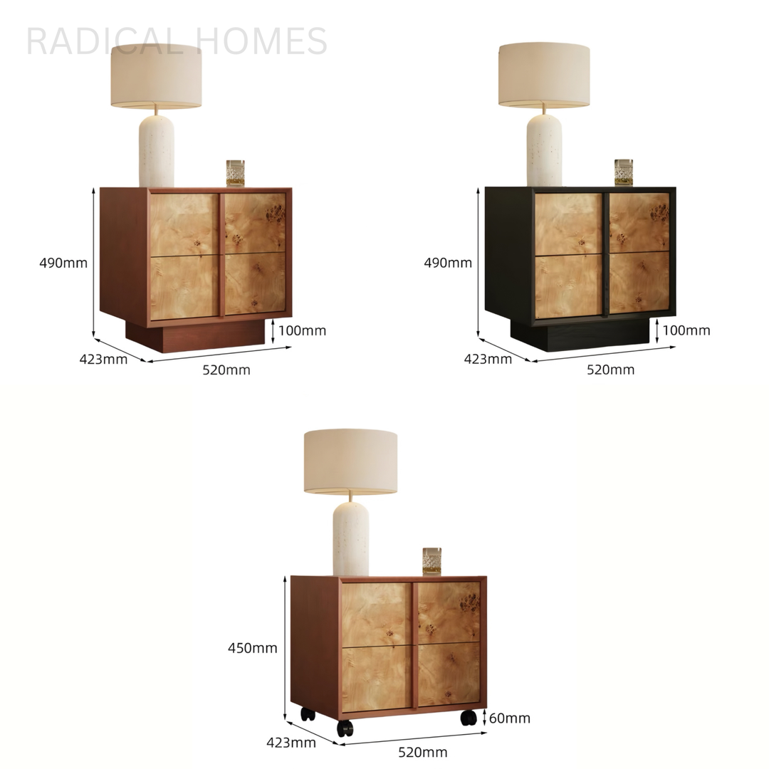 AMALFI Modern Mappa Burl Bedside Table