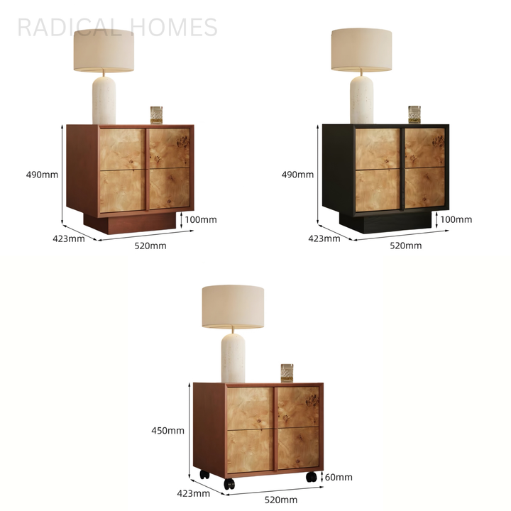 AMALFI Modern Mappa Burl Bedside Table