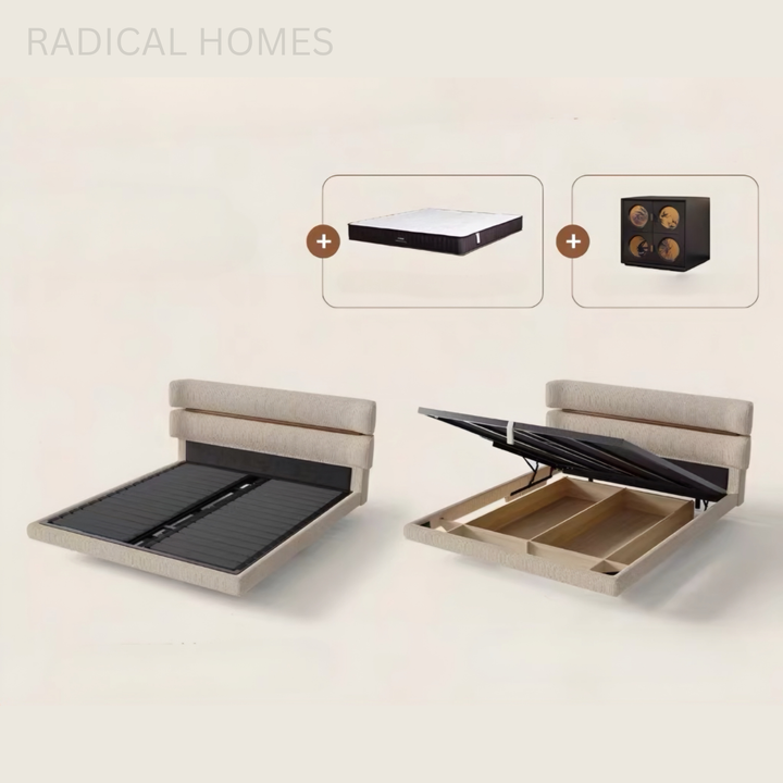 LUCERNO Modern Fabric Floating Bedframe