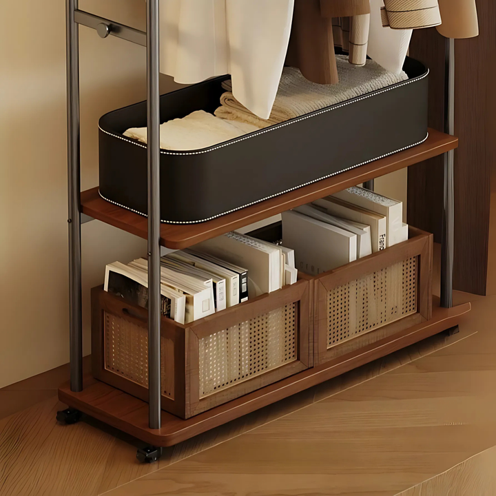 METALO Rotating Mirror Open Concept Wardrobe Rack