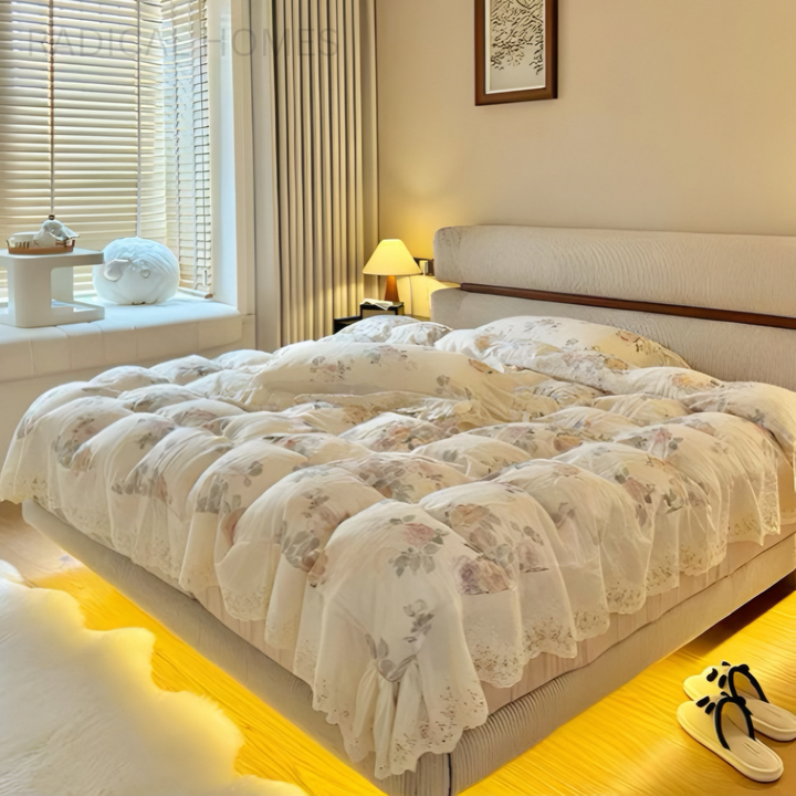 LUCERNO Modern Fabric Floating Bedframe