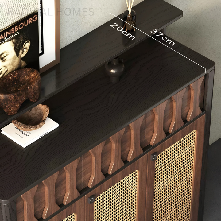 VARELLA Rustic Rattan Shoe Cabinet - Radical Homes Singapore