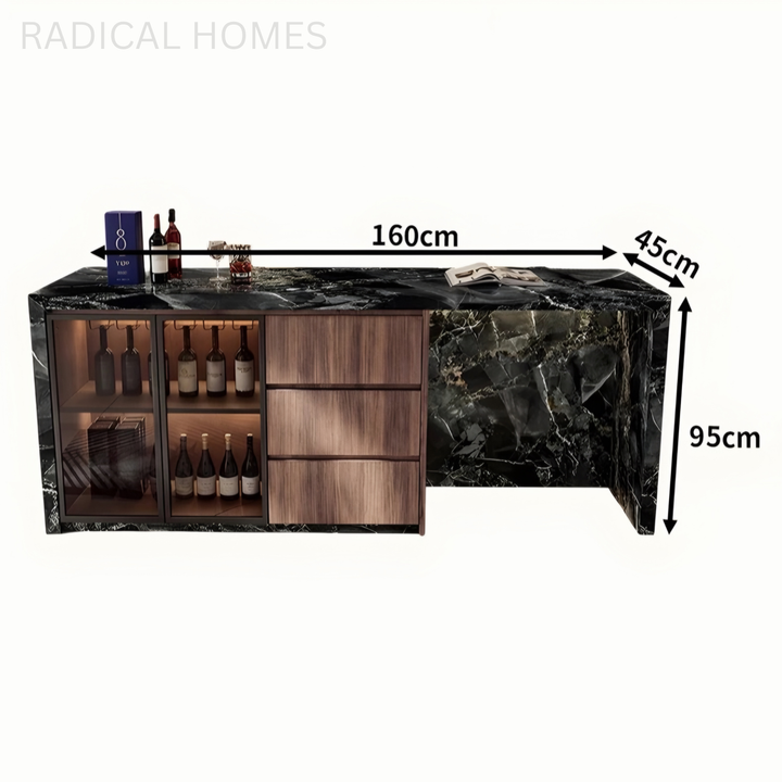 VALTERRA Modern Sintered Stone Island Storage Bar Table - Radical Homes Singapore