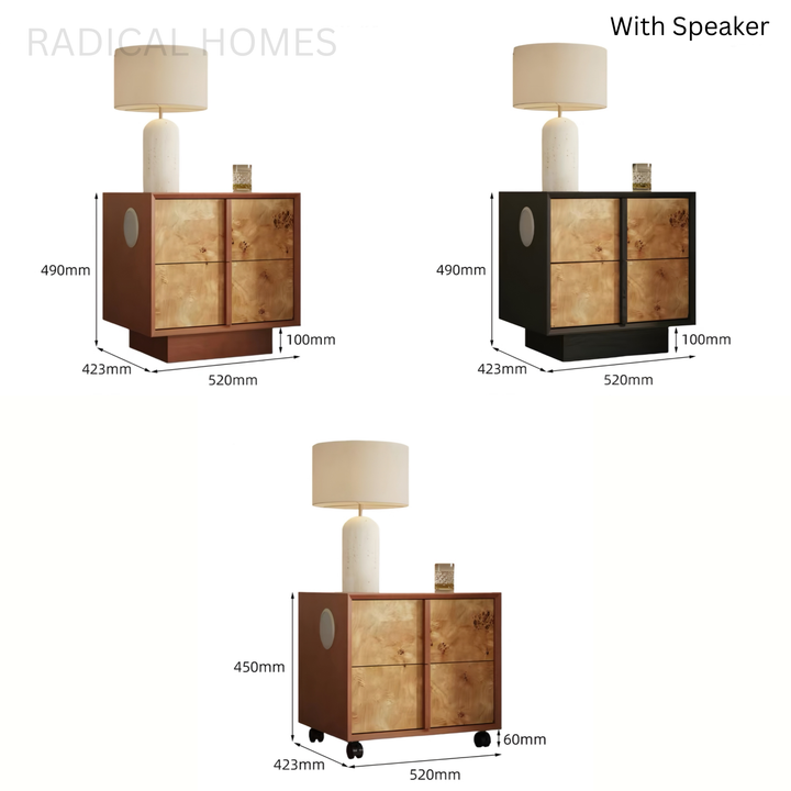 AMALFI Modern Mappa Burl Bedside Table