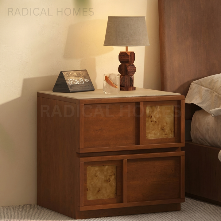 SORRENTO Modern Travertine Bedside Table