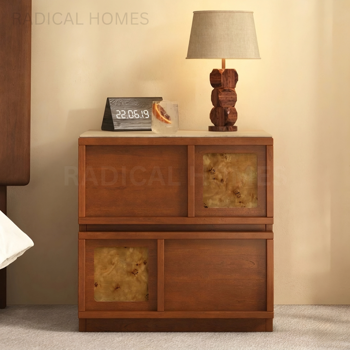 SORRENTO Modern Travertine Bedside Table