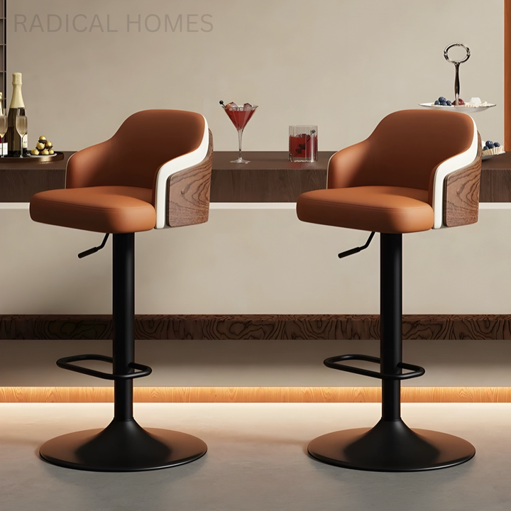 ZERANO Modern Leather Bar Stool - Radical Homes Singapore