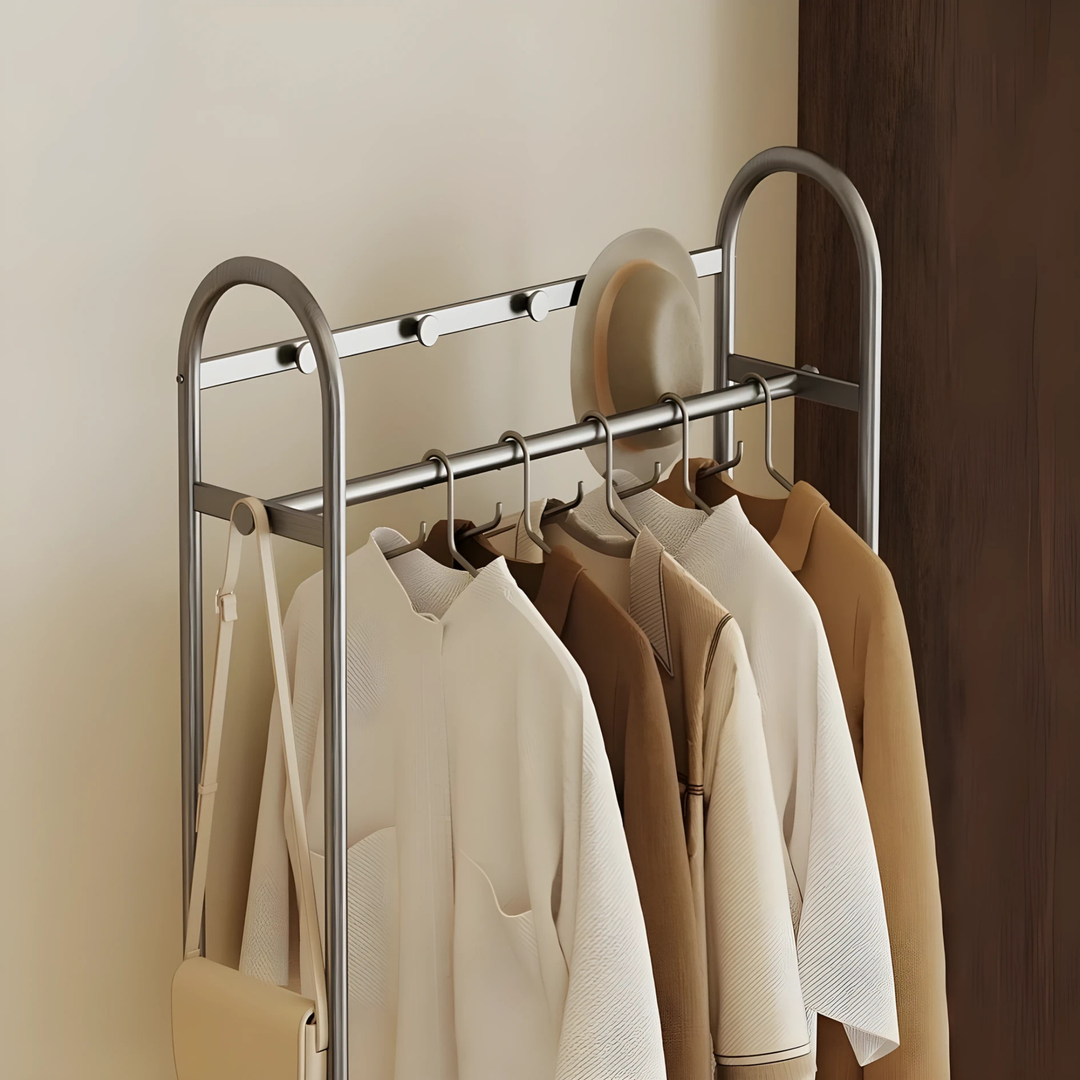 METALO Rotating Mirror Open Concept Wardrobe Rack