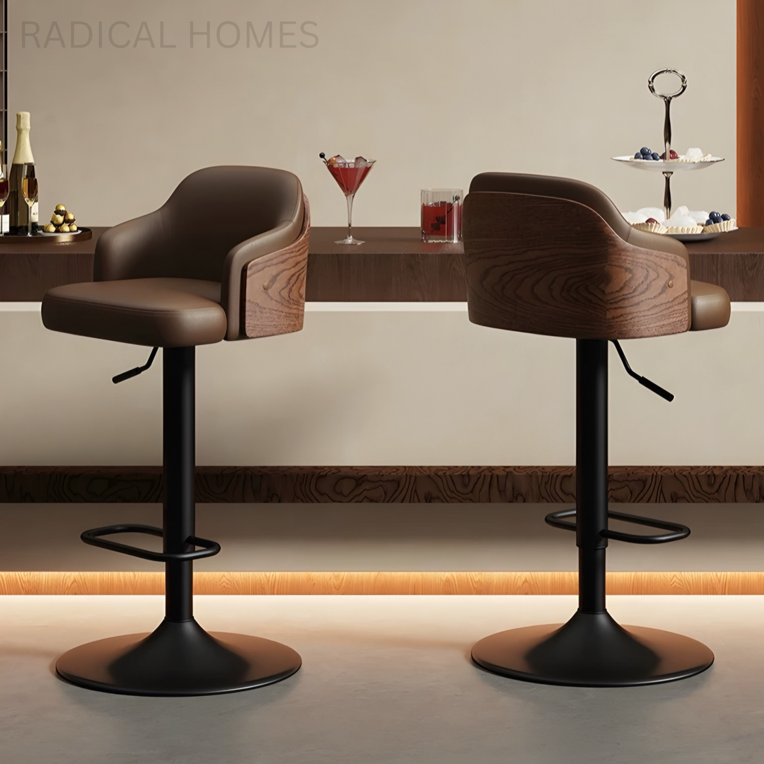 ZERANO Modern Leather Bar Stool - Radical Homes Singapore