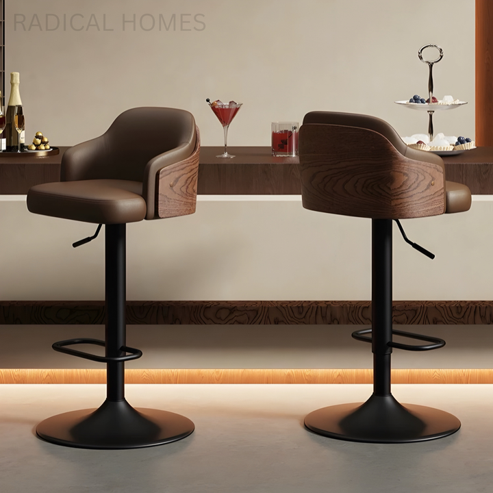 ZERANO Modern Leather Bar Stool - Radical Homes Singapore