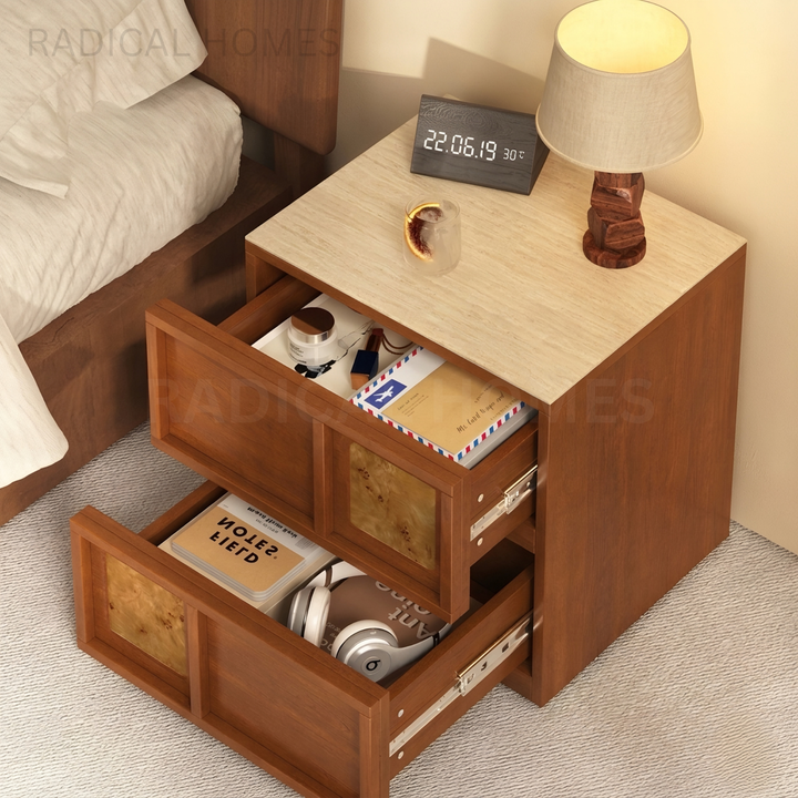 SORRENTO Modern Travertine Bedside Table