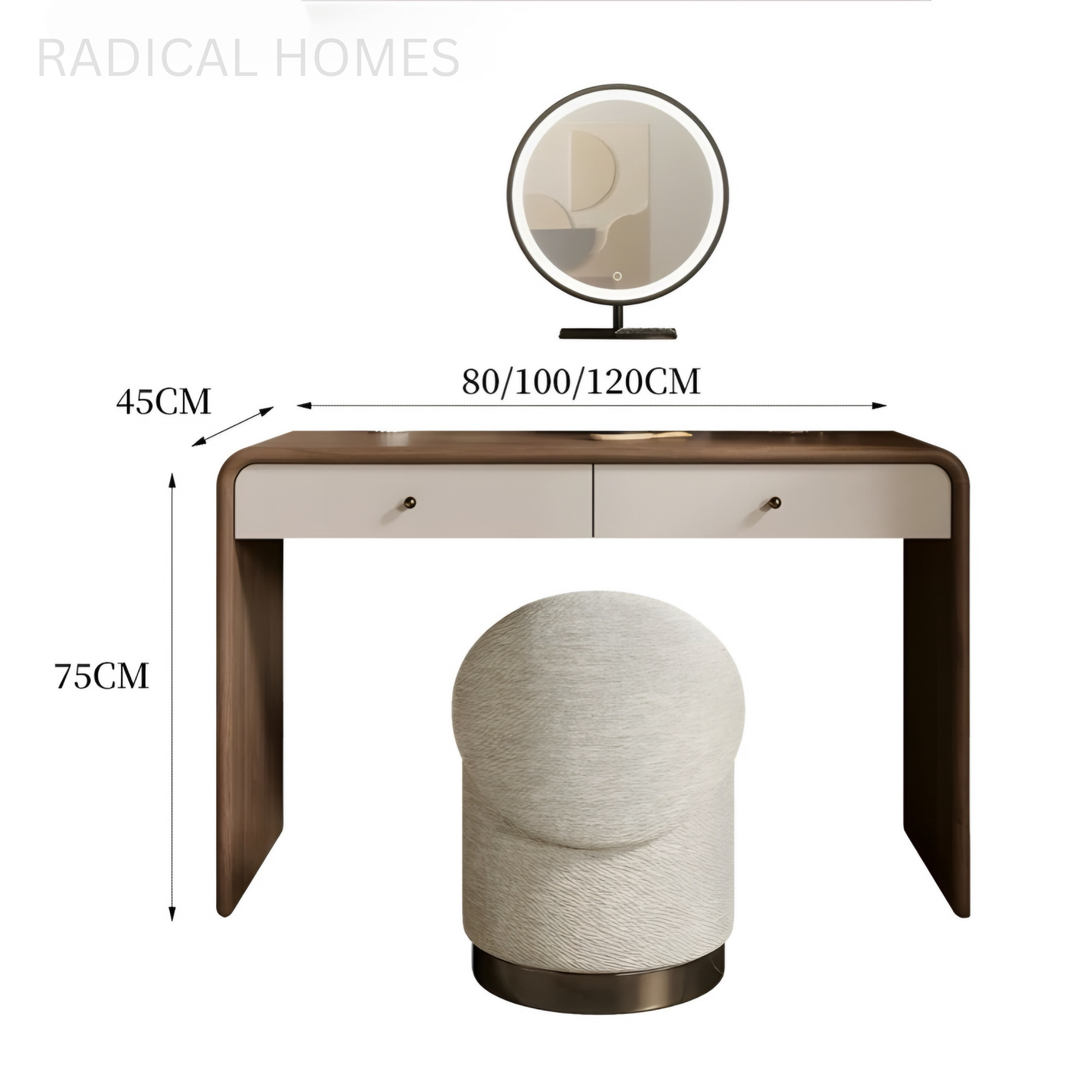 LORENA Modern Curved Vanity Desk - Radical Homes Singapore