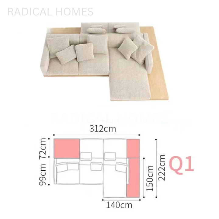 KIARA Minimalist Double-Sided Fabric Sofa