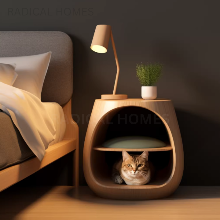 BRIANA Solid Wood Cat Side Table - Radical Homes Singapore