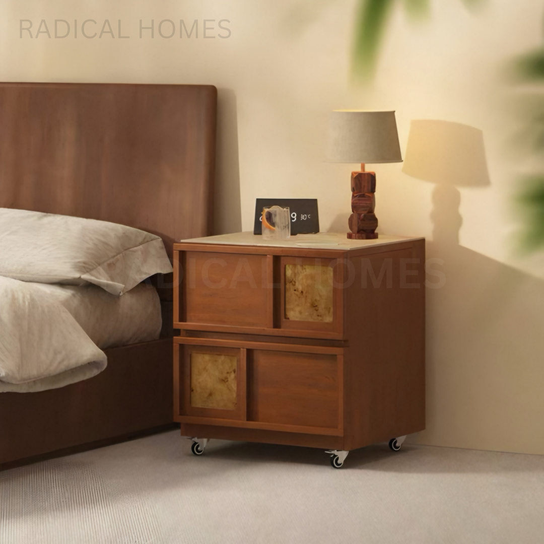 SORRENTO Modern Travertine Bedside Table