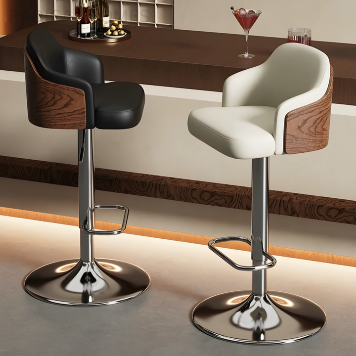 ZERANO Modern Leather Bar Stool - Radical Homes Singapore