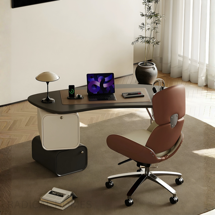 VELORIA Modern Office Desk and Leather Chair