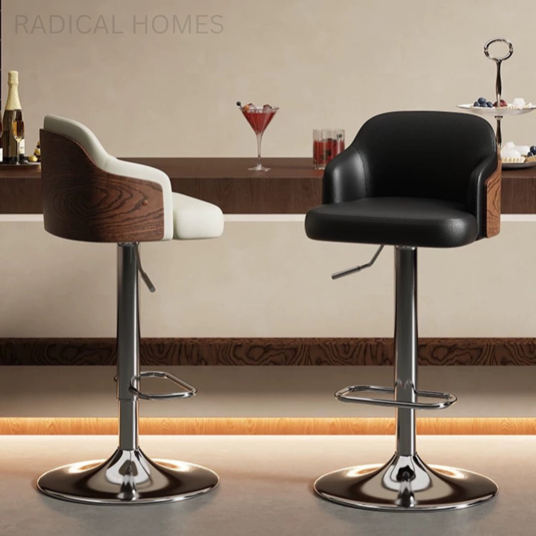 ZERANO Modern Leather Bar Stool - Radical Homes Singapore