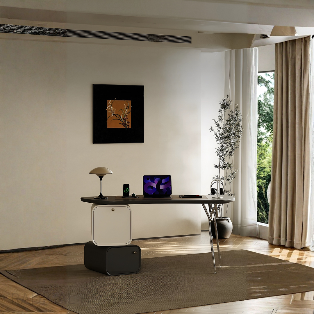 VELORIA Modern Office Desk and Leather Chair