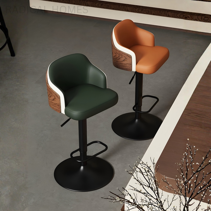 ZERANO Modern Leather Bar Stool - Radical Homes Singapore