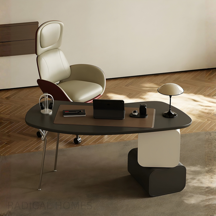VELORIA Modern Office Desk and Leather Chair