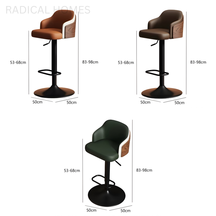 ZERANO Modern Leather Bar Stool - Radical Homes Singapore