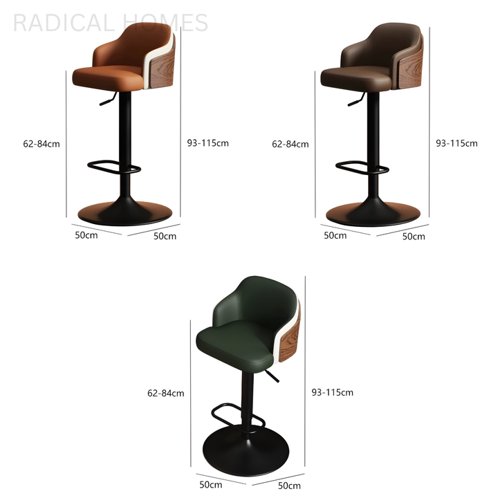 ZERANO Modern Leather Bar Stool - Radical Homes Singapore