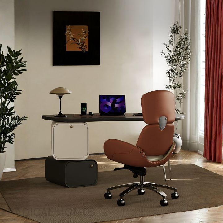 VELORIA Modern Office Desk and Leather Chair