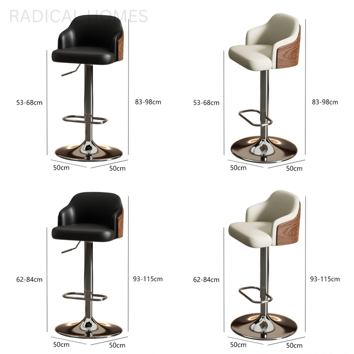 ZERANO Modern Leather Bar Stool - Radical Homes Singapore